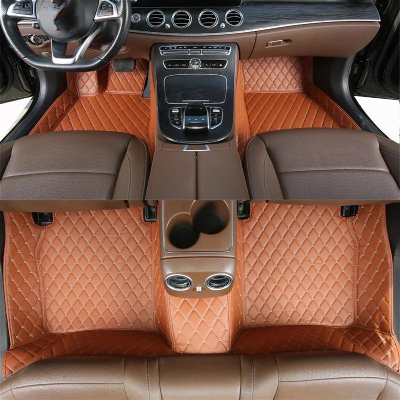 VAAKLM Auto teppiche Kompatibel Mit Captur 2014 2015 2016 2017 Auto-Bodenmatte, Innen-Fußpolster, Luxuriöses Komplettes Set, Teppiche, Auto-Zubehör, Innen-Anti-Rutsch-Matte(Brown) von VAAKLM