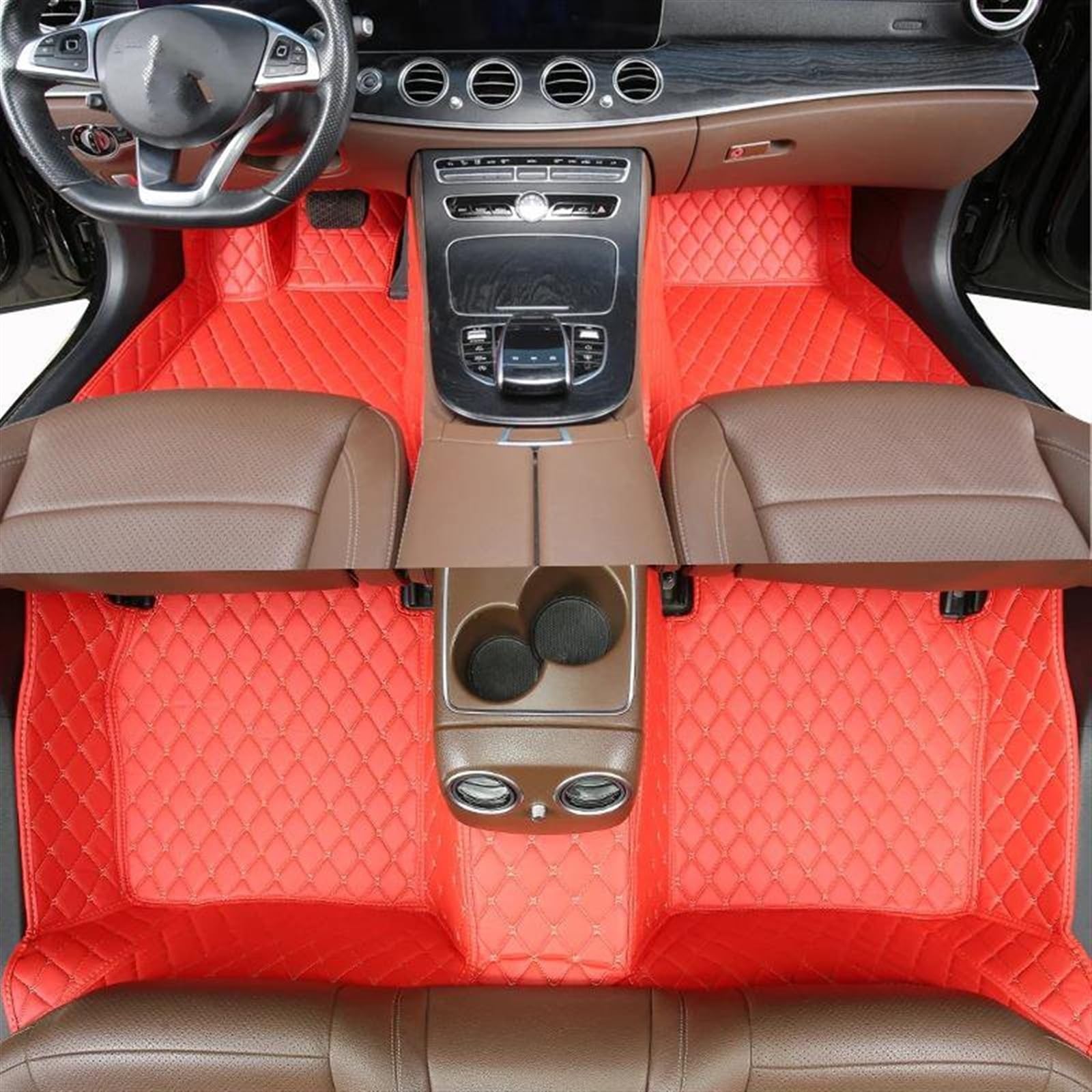 VAAKLM Auto teppiche Kompatibel Mit Captur 2014 2015 2016 2017 Auto-Bodenmatte, Innen-Fußpolster, Luxuriöses Komplettes Set, Teppiche, Auto-Zubehör, Innen-Anti-Rutsch-Matte(Red) von VAAKLM