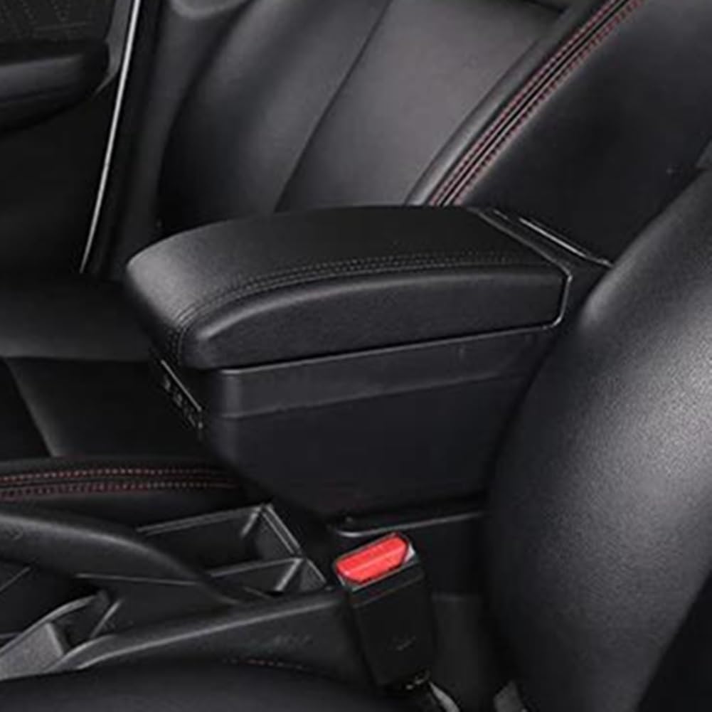 VAAKLM Kompatibel Mit Ford Für Fiesta Mk7 2009–2019, Zweilagige Armlehnenbox, Mittelkonsolen-Aufbewahrungsbox Mit Ausziehbarem USB-Becher Autoarmlehnen(B) von VAAKLM