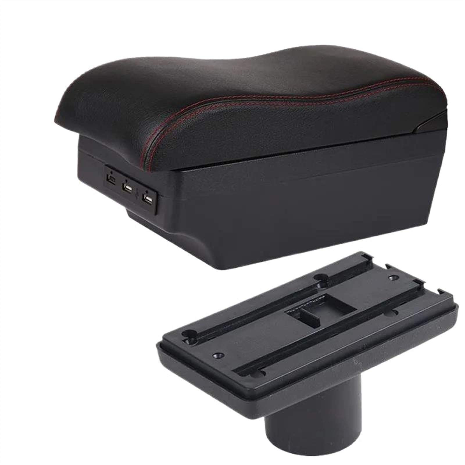 VAAKLM Kompatibel Mit Seat Für Ibiza 6j 6L Armlehnenbox Central Store Inhalt Aufbewahrungsbox Mit Getränkehalter Aschenbecher Produkte Mit USB Autoarmlehnen(3) von VAAKLM