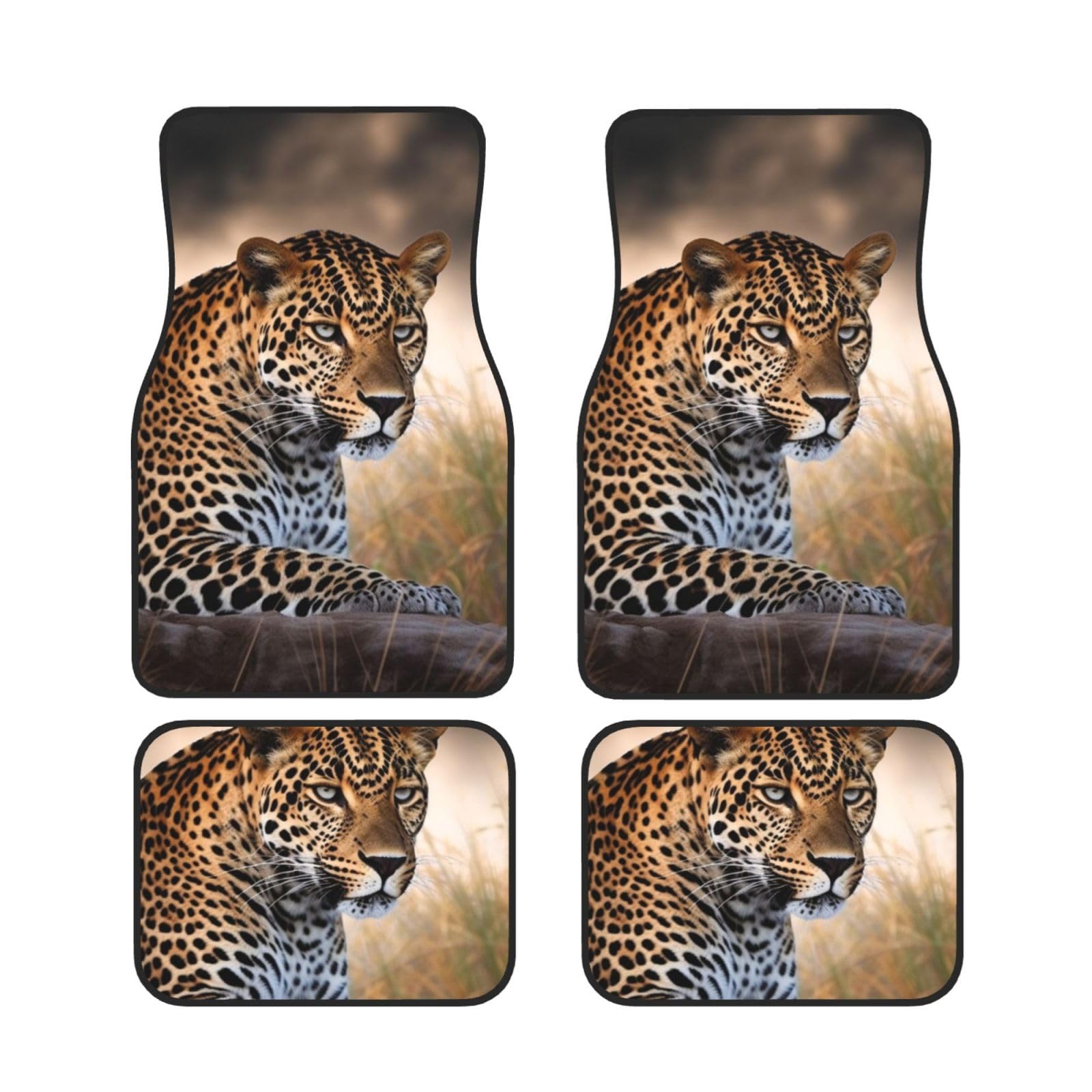 Automatten 4-teilig Automatten Set Afrikanische Tier Leopard Print Auto Fußmatten Auto Vorne Hinten Fußmatten Universal von VACSAX