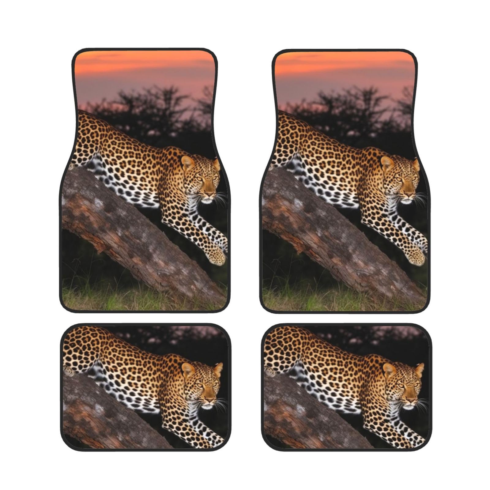 Automatten 4-teilig Automatten Set Afrikanischer Leopard Print Auto Fußmatten Auto Vorne Hinten Fußmatten Universal von VACSAX