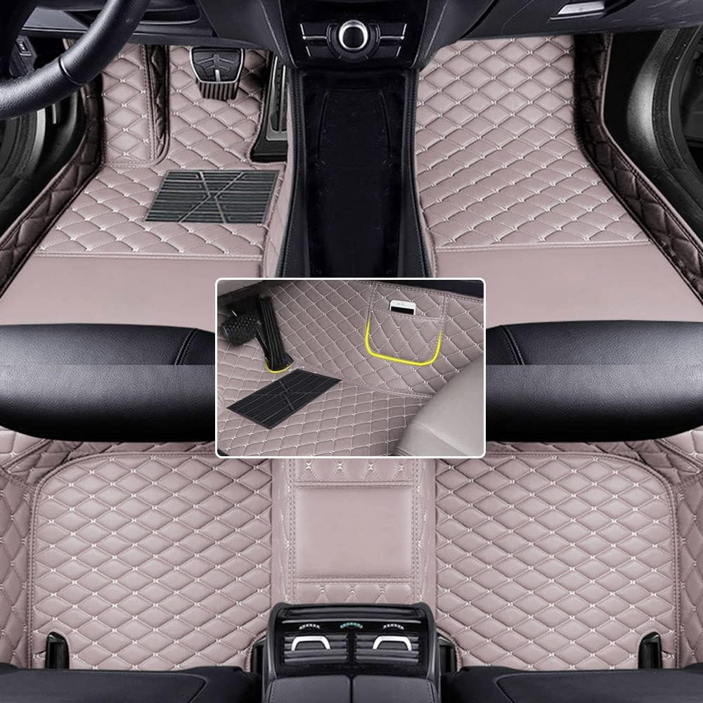 Auto PU-Leder Fußmatten für VW EOS 2005-2023(LHD), Personalisierte für Ihr Auto Anti-Rutsch Fußmatten Volle Abdeckung wasserdichte Automobil Auto Fussmatten Sets,A Beige von VAEVEN