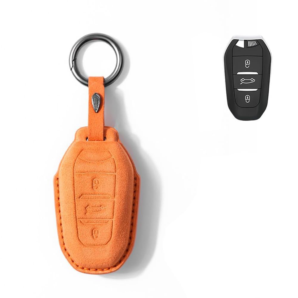 Autoschlüssel Hülle für Peugeot 4008 2012-2017, Schlüsselhülle Etui Schutzhülle, Langlebig Kratzfest Schlüsselcover, Auto Schlüsselgehäuse, Auto Zubehör,D Orange von VAEVEN