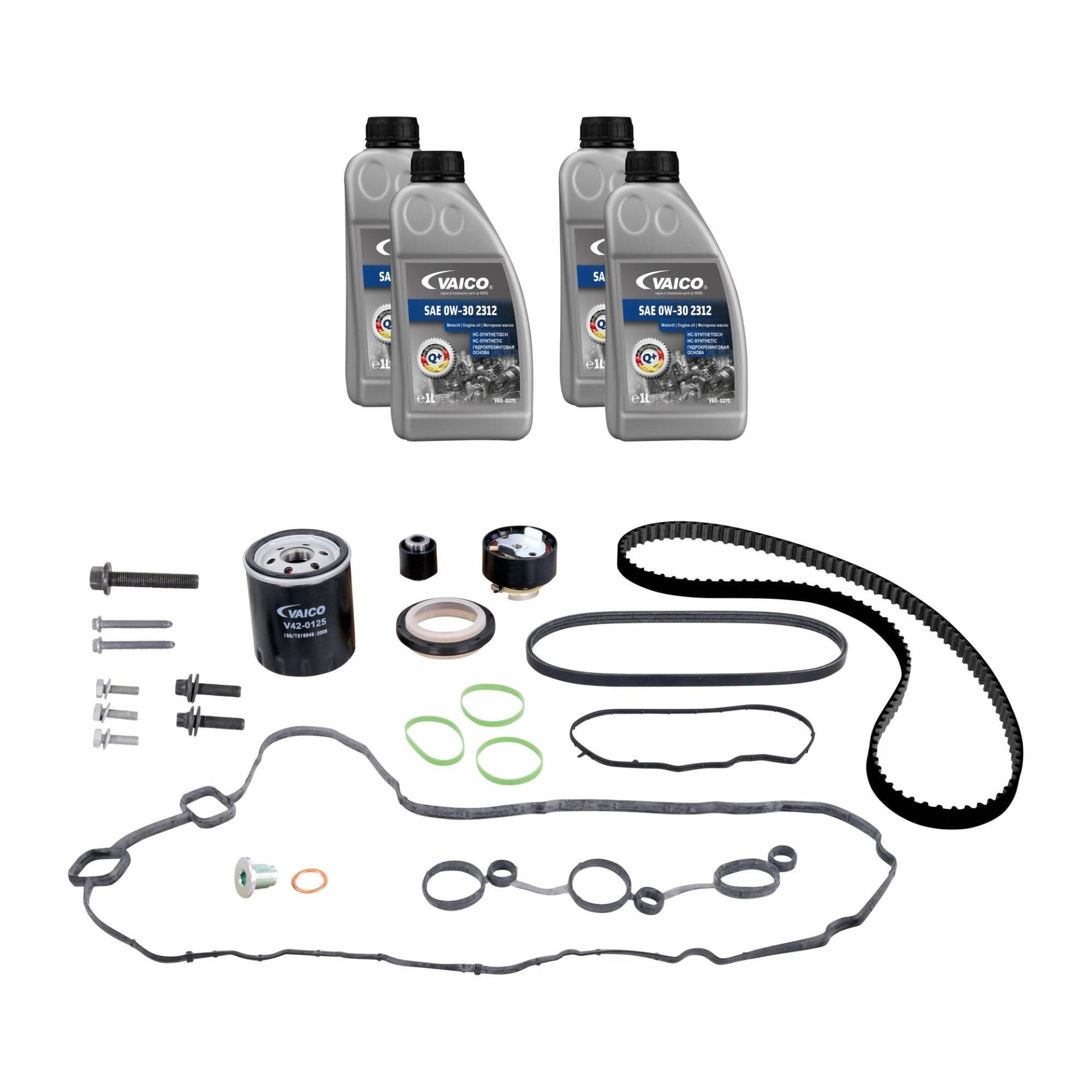 Zahnriemensatz Ölfilter 0W-30 KIT passend für CITROEN PEUGEOT 1.0 1.2 VTi PureTech VAICO von VAICO