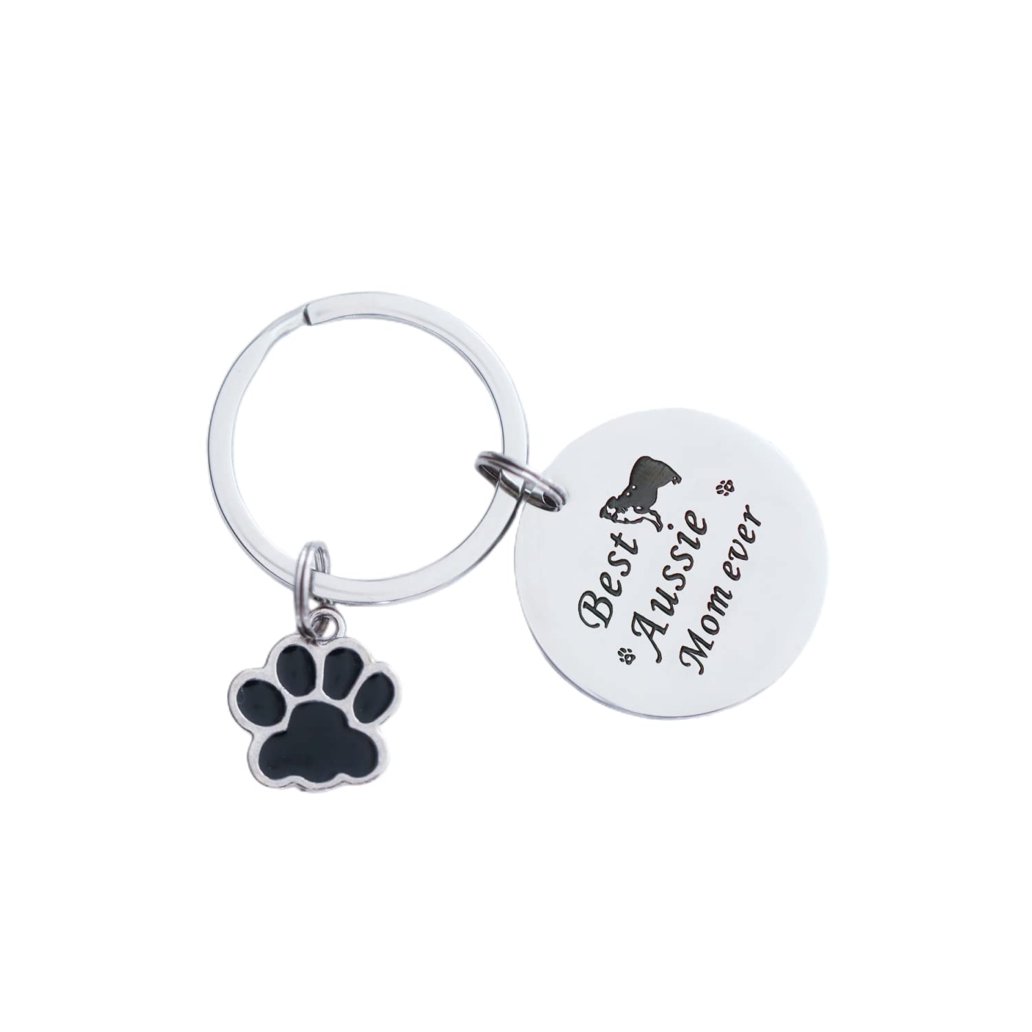 VALAFO Australian Shepherd Geschenkideen für Frauen Mädchen Schlüsselanhänger Aussie Mom Mini Aussie Schlüsselanhänger, Edelstahl, stainless steel von VALAFO