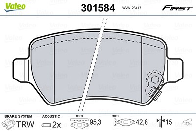 Valeo Bremsbelagsatz, Scheibenbremse [Hersteller-Nr. 301584] für Chevrolet, Kia, Opel von VALEO