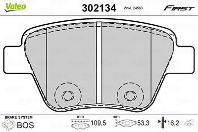 Valeo Bremsbelagsatz, Scheibenbremse [Hersteller-Nr. 302134] für Audi, Seat, Skoda, VW von VALEO