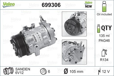 Valeo Kompressor, Klimaanlage [Hersteller-Nr. 699306] für Opel von VALEO