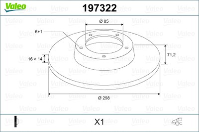 Valeo 1x Bremsscheibe [Hersteller-Nr. 197322] für Mercedes-Benz, VW von VALEO