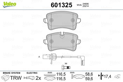 Valeo Bremsbeläge hinten (Satz) [Hersteller-Nr. 601325] für Audi, Porsche von VALEO