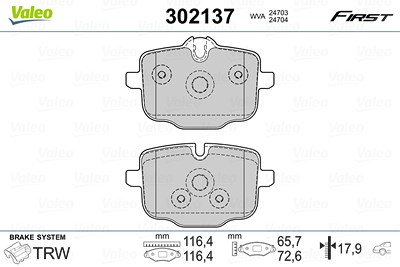 Valeo Bremsbeläge hinten (Satz) [Hersteller-Nr. 302137] für BMW von VALEO