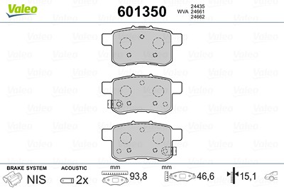 Valeo Bremsbeläge hinten (Satz) [Hersteller-Nr. 601350] für Acura, Honda von VALEO