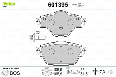 Valeo Bremsbeläge hinten (Satz) [Hersteller-Nr. 601395] für Citroën, Ds, Opel, Peugeot, Vauxhall von VALEO