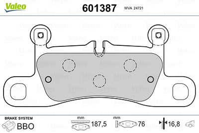 Valeo Bremsbeläge hinten (satz) [Hersteller-Nr. 601387] für Porsche, VW von VALEO