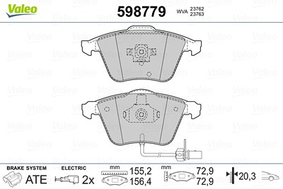 Valeo Bremsbeläge mit VWK vorn (Satz) [Hersteller-Nr. 598779] für Audi, Seat von VALEO