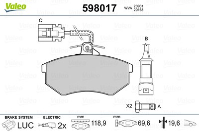 Valeo Bremsbeläge vorn (Satz) [Hersteller-Nr. 598017] für Audi, Seat, VW von VALEO