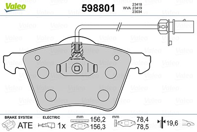 Valeo Bremsbeläge vorn (Satz) mit VWK [Hersteller-Nr. 598801] für Ford, Seat, VW von VALEO