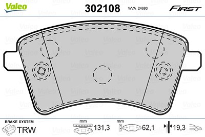 Valeo Bremsbeläge vorne (Satz) [Hersteller-Nr. 302108] für Mercedes-Benz, Renault von VALEO