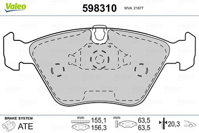 Valeo Bremsbeläge vorne (Satz) [Hersteller-Nr. 598310] für BMW, Wiesmann von VALEO