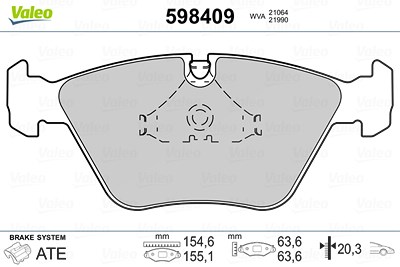 Valeo Bremsbeläge vorne (Satz) [Hersteller-Nr. 598409] für BMW von VALEO