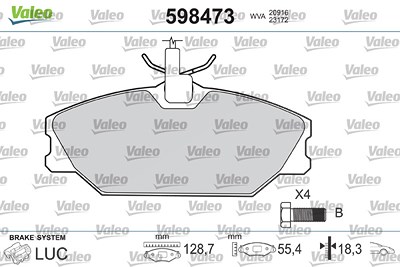 Valeo Bremsbeläge vorne (Satz) [Hersteller-Nr. 598473] für Renault von VALEO