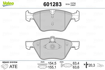 Valeo Bremsbeläge vorne (Satz) [Hersteller-Nr. 601283] für BMW von VALEO