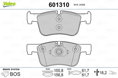 Valeo Bremsbeläge vorne (Satz) [Hersteller-Nr. 601310] für BMW von VALEO