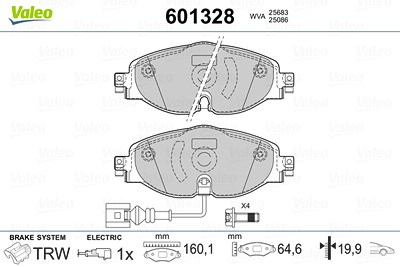 Valeo Bremsbeläge vorne (Satz) [Hersteller-Nr. 601328] für VW, Skoda, Seat, Audi von VALEO