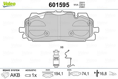 Valeo Bremsbeläge vorne (Satz) [Hersteller-Nr. 601595] für Audi, VW von VALEO