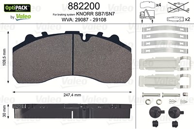 Valeo Bremsbelagsatz, Scheibenbremse [Hersteller-Nr. 882200] für Mercedes-Benz von VALEO
