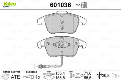 Valeo Bremsbelagsatz, Scheibenbremse [Hersteller-Nr. 601036] für VW, Seat, Audi von VALEO