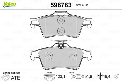 Valeo Bremsbelagsatz, Scheibenbremse [Hersteller-Nr. 598783] für Citroën, Cadillac, Hyundai, Jaguar, Ford, Opel, Renault, Saab von VALEO