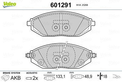 Valeo Bremsbeläge vorne (Satz) [Hersteller-Nr. 601291] für Chevrolet von VALEO