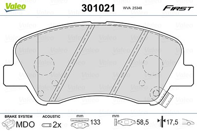 Valeo Bremsbelagsatz, Scheibenbremse [Hersteller-Nr. 301021] für Hyundai, Kia von VALEO