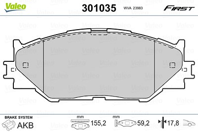 Valeo Bremsbelagsatz, Scheibenbremse [Hersteller-Nr. 301035] für Lexus von VALEO