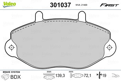 Valeo Bremsbelagsatz, Scheibenbremse [Hersteller-Nr. 301037] für Ford von VALEO