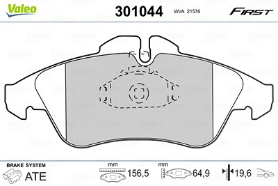 Valeo Bremsbelagsatz, Scheibenbremse [Hersteller-Nr. 301044] für Mercedes-Benz, VW von VALEO