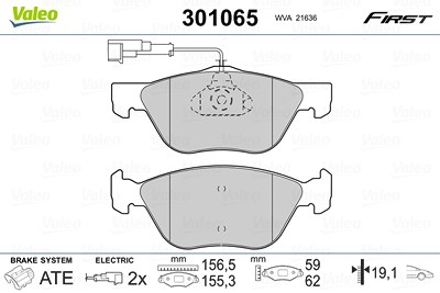 Valeo Bremsbelagsatz, Scheibenbremse [Hersteller-Nr. 301065] für Alfa Romeo, Fiat, Lancia von VALEO