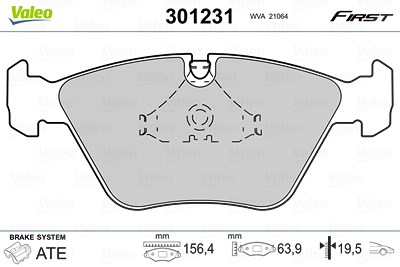 Valeo Bremsbelagsatz, Scheibenbremse [Hersteller-Nr. 301231] für BMW von VALEO