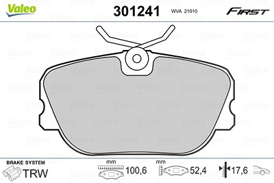 Valeo Bremsbelagsatz, Scheibenbremse [Hersteller-Nr. 301241] für Mercedes-Benz von VALEO