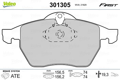 Valeo Bremsbelagsatz, Scheibenbremse [Hersteller-Nr. 301305] für Opel, Saab von VALEO