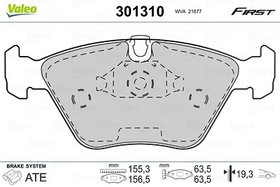 Valeo Bremsbelagsatz, Scheibenbremse [Hersteller-Nr. 301310] für BMW von VALEO