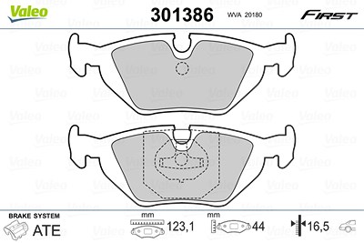 Valeo Bremsbelagsatz, Scheibenbremse [Hersteller-Nr. 301386] für BMW von VALEO