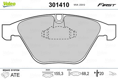 Valeo Bremsbelagsatz, Scheibenbremse [Hersteller-Nr. 301410] für BMW von VALEO