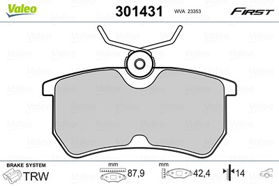 Valeo Bremsbelagsatz, Scheibenbremse [Hersteller-Nr. 301431] für Ford von VALEO