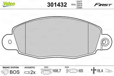 Valeo Bremsbelagsatz, Scheibenbremse [Hersteller-Nr. 301432] für Ford von VALEO