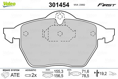 Valeo Bremsbelagsatz, Scheibenbremse [Hersteller-Nr. 301454] für Opel von VALEO