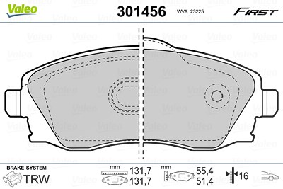 Valeo Bremsbelagsatz, Scheibenbremse [Hersteller-Nr. 301456] für Opel von VALEO