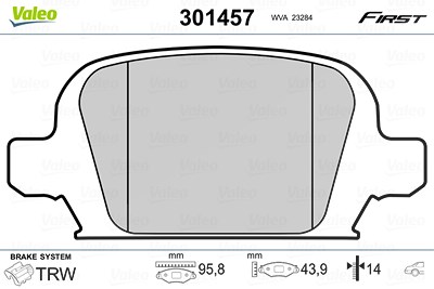 Valeo Bremsbelagsatz, Scheibenbremse [Hersteller-Nr. 301457] für Opel von VALEO
